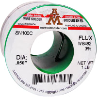 AIM Solder WS482 3% WATER SOLUABLE CORE SOLDER, SN100C, .050