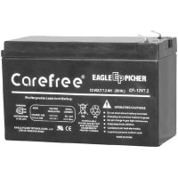 Eagle Picher Battery, Rechargeable, Rectangular, Lead Acid, 12VDC, 7.2Ah, Quick Disconnect: 0.187