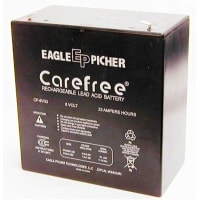 Eagle Picher Battery, Rechargeable, Rectangular, Lead Acid, 6VDC, 33Ah, Quick Disconnect: 0.25