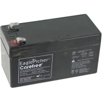 Eagle Picher Battery, Rechargeable, Rectangular, Lead Acid, 12VDC, 1.2Ah, Quick Disconnect: 0.187