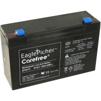 Eagle Picher Battery, Rechargeable, Rectangular, Lead Acid, 6VDC, 12Ah, Quick Disconnect: 0.187