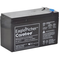 Eagle Picher Battery, Rechargeable, Rectangular, Lead Acid, 12VDC, 7.2Ah, Quick Disconnect: 0.187