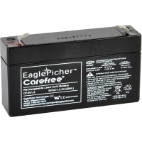 Eagle Picher Battery, Rechargeable, Rectangular, Lead Acid, 6VDC, 1.2Ah, Quick Disconnect: 0.187