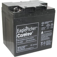 Eagle Picher Battery, Rechargeable, Rectangular, Lead Acid, 12VDC, 25Ah, Bolt Fastened, Carefree