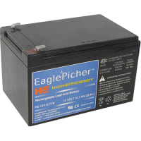 Eagle Picher Battery, Rechargeable, Rectangular, Lead Acid, 12VDC, 12.7Ah, Coil Spring, HE Series