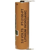 Eagle Picher Battery, Non-Rechargeable, AA, Lithium Thionyl Chloride, 3.6 VDC, 2.4Ah, Thru-Hole