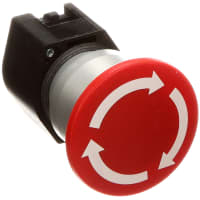 EAO Stop Actuator, 40mm, MAINT, White Arrow Legends, Twist-To-Release, IP65, Plastic, Red