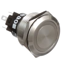 EAO Pushbutton Switch, 22mm, Steel, Flat, MOM, 24V Blue LED Ring, IP65, 5A, 250VAC, Solder