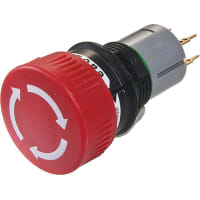 EAO E-Stop, Red, 24.5mm, 2NC, Maintained, Twist-to-Unlock, Non-Illum, 0.1A, 42VAC