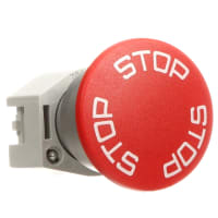 EAO Stop Actuator, Round, 40mm, MAINT, STOP Legend, Twist-To-Release, IP65, Plastic, Red