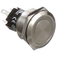 EAO Pushbutton Switch, 22mm, Steel, Flat, MOM, 24V Yellow LED Ring, IP65, 5A, 250VAC, Solder