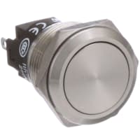 EAO Pushbutton Switch, 19mm, Steel, Flat, MOM, Non-Illuminated, IP65, 5A, 250VAC, Solder