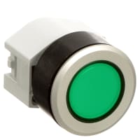 EAO Indicator Actuator, Flush, 35mm, Non-Illuminative, MOM, Green Lens, Aluminum Bezel