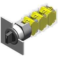 EAO Selector Switch Actuator, Flush, 3 Pos., Short Handle, MAINT-Rest-MAINT, Metal Bezel