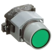 EAO Pushbutton Actuator, Round, 29mm, Raised, MOM, LED Illuminative, Plastic, Green, Screw