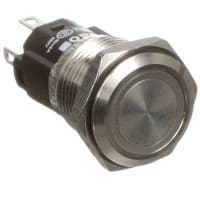 EAO Pushbutton Switch, 16mm, Steel, Flat, MOM, 24VAC/DC Red LED Ring, IP65, 5A, 250VAC, Sldr