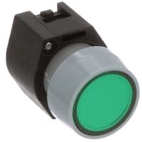 EAO Indicator Actuator, Round, 29mm, Non-Illuminative, MOM, Green Lens, Gray Bezel