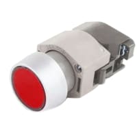 EAO Indicator Actuator, Round, 29mm, Raised, Illuminative, Red Lens, Aluminum Bezel, Screw