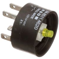 EAO Switching Element, Short Travel, 1NO, Yllw LED, 0.1A, 24VAC/DC, Gold, Plug-In