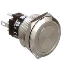 EAO Pushbutton Switch, 22mm, Steel, Flat, MOM, 12V Blue LED Ring, IP65, 5A, 250VAC, Solder