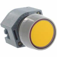 EAO Pushbutton Actuator, Round, 29mm, Plastic, Raised, MAINT, Non-Illuminative, Yellow Lens