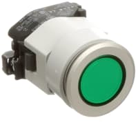 EAO Indicator Actuator, Flush, 35mm, Illuminative, MAINTAINED, Green Lens, Aluminum Bezel