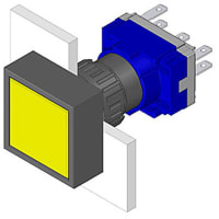 EAO Pushbutton Actuator, Square, 24x24mm, Raised, MAINT, LED Illuminative, Plastic, Black