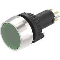 EAO Pushbutton Switch Round 29mm 1NC-1NO MOM Flush 24V Green LED 5A 250VAC Plug-In