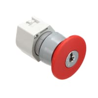 EAO E-Stop, Red, Round, 40mm, MAINT, Key-to-Unlock, IP65, Non-Illuminated, Gray Bezel, Red