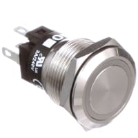 EAO Pushbutton Switch, 19mm, Steel, Flat, MOM, 12V Blue LED Ring, IP65, 5A, 250VAC, Solder