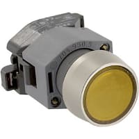 EAO Indicator Actuator, Round, 29mm, Raised, Illuminative, Yllw Lens, Aluminum Bezel, Screw