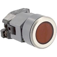 EAO Indicator Actuator, Flush, 35mm, Illuminative, MAINTAINED, Red Lens, Aluminum Bezel