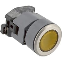 EAO Indicator Actuator, Flush, 35mm, Illuminative, MAINTAINED, Yellow Lens, Aluminum Bezel