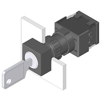 EAO Keylock Switch Actuator, 3 Pos, Square, MAINT(a)/Rest(a)/MAINT(a), Key Remove C+A+C