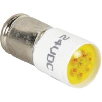 EAO LED, 6 Chips, T-1 3/4, Yellow, Protective Diode, 12.5mA, 24VDC