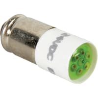 EAO LED, 6 Chips, T-1 3/4, Green, Protective Diode, 12.5mA, 24VDC