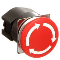 EAO Stop Actuator, 40mm, MAINT, Flush, White Arrow Legends, Twist-To-Release, IP65, Red