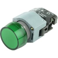 EAO Indicator 22.5mm mnt Green cap Rnd IP65 Screw trm Ba9s base lamp/LED order sep