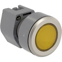 EAO Indicator Actuator, Flush, 35mm, Non-Illuminative, MOM, Yellow Lens, Aluminum Bezel