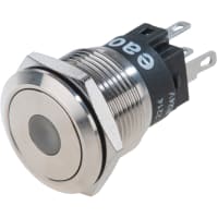 EAO Pushbutton Switch, 22mm, Steel, Flat, MAINT, 24V Green LED Dot, IP65, 5A, 250VAC, Solder