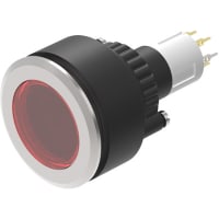 EAO Pushbutton Switch Round 35mm 1NC-1NO MAINT Flush 24V Red LED 5A 250VAC Solder