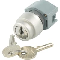 EAO Keylock Switch Actuator, Round, 29mm, 2 Position, Rest(a)-MOM, IP65, Aluminum Bezel