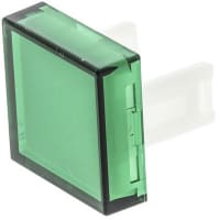 EAO Lens, Flat, Plastic, Square, 15.3x15.3mm, Illuminative, Transparent, Green