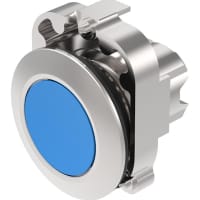 EAO Pushbutton Actuator, Metal, 38mm, 2 Position, Momentary, Push to Release, Flush, Blue