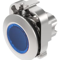 EAO Pushbutton Actuator, Metal, 38mm, 2 Position, MOM, Illuminative, Flush, Blue Lens