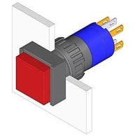 EAO Pushbutton Actuator, Raised, 18x18mm, 1NC+1NO, MOMENTARY, Illuminative, 5A, 250V, Solder