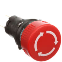 EAO E-Stop, Red, 24.5mm, 1NC+1NO, MAINT, Twist-to-Unlock, Non-Illum, 5A, 250VAC