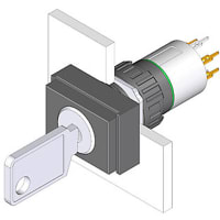 EAO Keylock Switch, 2Pos, 18x24mm, 1NC+1NO, Rest/MAINT, Key Remove A, 0.1A, 42VAC/DC