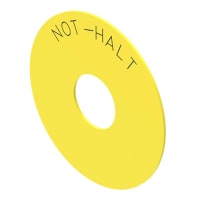 EAO Accessory, E-Stop Legend Plate, Self-Adhesive, NOT-HALT, Plastic, Yellow, D=75mm x 1mm