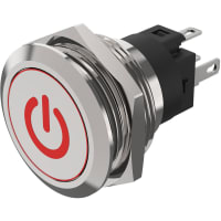 EAO Pushbutton Switch, Illuminated, Mom., 24V DC, Stainless Stl, STANDBY - RED